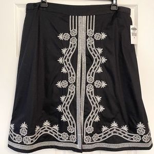 Vintage Boho Y2K Old Navy Black Silver Embroidered Skirt NWT